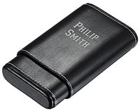 Personalized Arnoldo Black Leather 4-Cigar Case - Free Laser Engraving
