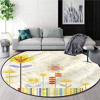 RUGSMAT Flower Dining Room Home Bedroom Carpet Floor Mat,Minimalist Pattern Meadow Perfect for Any Room, Floor Carpet Diameter-39