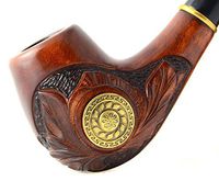 "Viking II" pear wood hand made wooden tobacco smoking pipe + Pouch