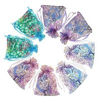 100 Pcs 5x7 Inches Mixed Coral Small Sheer Organza Gift Jewelry Bags with Drawstring Bulk-Wedding Party Favor Baby Shower Bags-Mesh Cookies Chocolate Candy Wrap Pouches for Kids Birthday