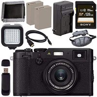 Fujifilm X100F Digital Camera + NP-W126 Lithium Ion Battery + External Rapid Charger + SDXC Card + Micro HDMI Cable + Memory Card Wallet + Card Reader + LED Light Bundle (Black 128GB)