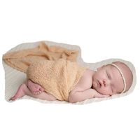 Newborn Baby Photography Shoot Props Outfits Baby Scarf Luxury Stretch Wrap Yarn Cloth Blanket Photo Props (Beige)