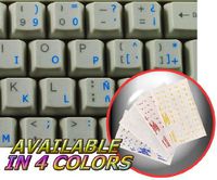 Spanish (Traditional) Keyboard Stickers with Blue Lettering ON Transparent Background