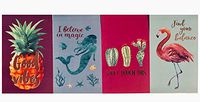 Gold Foil Embellished Tropical Set of 4 Small 5x7 Pocket Notepads: Pineapple-Mermaid-Cactus-Flamingo