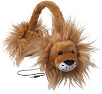ReTrak Retractable Animalz Tangle-Free, Volume Limiting (85 dB) Over Ear Headphones for Kids, Gold Lion (ETAUDFLION)