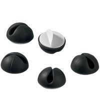 Outflower 5pcs Mini Cable Clips with Strong Self-Adhesive Pads USB Data Cable Clips Small Desktop Cable Organizer for Home/Office (Black)