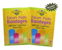 All Terrain Kids Latex-Free Neon Bandages, Fun Neon Colors, 2 Count, Bundle, Assorted Sizes and Colors