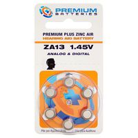 Premium Batteries Zinc Air Hearing Aid Batteries ZA13 1.45V Size 13, PR48, P13 (18 Batteries)