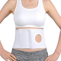 Whthteey Elastic Ostomy Hernia Belt for Waist Abdominal with Stoma Opening (XL, White)