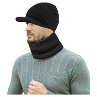 Lataw 2020 Men 's Hats for Winter Warm Beanie Thicken Hat and Scarf Two-Piece Knit Windproof Slouchy Outdoor Skiing Comfort Cap