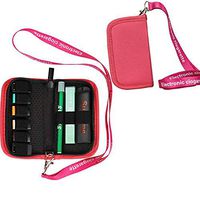Empty PU Leather Carrying Case with Lanyard for JUUL and Other Vape Pen MYLE,stiiizy and Flat Cigarette NRX,VTV, PHIX Lanyard Necklace(Pink)