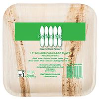 Perfectware Palm Plate 10-25 10" Palm Leaf Disposable Plates, 10" Length, 10" Width, 3.5" Height (Pack of 25)