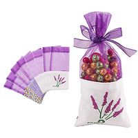 PH PandaHall 16pcs 4 Styles Sachet Lavender Pattern Bags Cotton Organza Gauze Bags Jewelry Drawstring Pouches Wedding Favors Candy Gift Bags