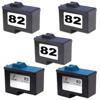 Amsahr 18L0032 Remanufactured Replacement Lexmark Ink Cartridges for Select Printers/Faxes - 3 Black/2 Color