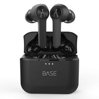 BASE LINE True Wireless Earbuds Headphones: 32+ Hours, Bluetooth 5, Dual-Mic Noise Canceling, Charging Case. Deep Bass Sound Headset, Small Earphones for Android Samsung & iPhone (With Volume Control)