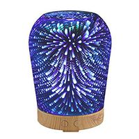 Aromatherapy Oil Diffuser 100mL 3D Essential Oil Diffuser Auto Shut-off Ultrasonic Aroma Cool Mist Humidifier with 7 Color Night Light Changing for Home Office Bedroom Yoga - Wooden Base (US Plug)