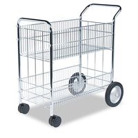 Wire Mail Cart, 21-1/2w x 37-1/2d x 39-1/4h, Chrome, Sold as 1 Each