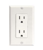 RiteAV 15A Electrical Duplex Receptacle Wall Outlet Plate 1 Gang Decorative - White