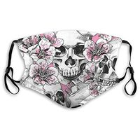 Roses Skull Protective Mask with Gasket Disposable Water Repellent Multilayer Filter Adult Sunscreen Large Mask M
