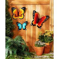 Wall Art Indoor / Outdoor Metal Wall Decor Butterfly Set of 3