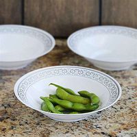 White With Silver 8Oz Round Disposable Bowl - Premiere Collection