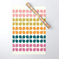 Society6 Wrapping Paper, Pack of 5, Retro '70s Geometric Leaves by June//Journal