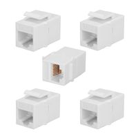 BATIGE 5-Pack CAT6 RJ45 Keystone Jack Female Coupler Insert Snap-in Connector Socket Adapter Port for Wall Plate Outlet Panel - White
