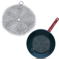 Cookware Cleaner Scrubber, Stainless Steel Chainmail Scrubber Rust Proof Scraper Cleaner for Cast Iron Pan Pot Cookware