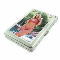 California Pin Up Girls USA D2 Cigarette Case Lighter Smoking King Size Cigarettes Silver Metal Wallet 4" X 2.75" RFID Protection