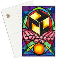 Antahkarana Reiki Symbol with Massage Hands 4"x6" Set of 6 Linen Postcards