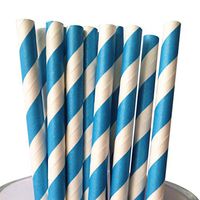 Free DHL 500 pcs Royal Blue Striped Paper Straws Bulk, Stripe Royal Blue and White Paper Drinking Straws for Party, Wedding, Birthday, Mason Jar Straws