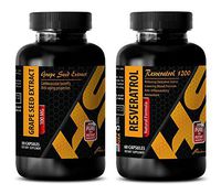 Immune System strengthene - Grape Seed Extract - RESVERATROL 1200 MG - resveratrol Grape Seed - (2 Bottles Combo)