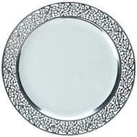 Inspiration Laser Cut Silver/White 7.5" Salad/Dessert Plate (Pack of 10)