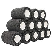 COMOmed Self Adherent Cohesive Bandage Latex FDA Approved 3"x5 Yards First Aid Bandages Stretch Sport Athletic Wrap Vet Tape for Wrist Ankle Sprain and Swelling,Black(12 Rolls)