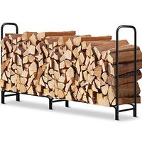 8 ft Outdoor Fire Wood Log Rack for Fireplace Heavy Duty Firewood Pile Storage Racks for Patio Deck Metal Log Holder Stand Tubular Steel Wood Stacker Outside Fire place Tools Accessories Black