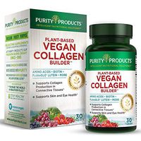 Plant-Based Vegan Collagen Builder - Organic Whole Foods Fruits + Veg, Silica, Lutein, Vitamin C, Biotin, Grape Seed - Amino Acids Glycine, Lysine + Proline Collagen Boosters - Once A Day - 30 Tablets