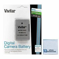 Vivitar EN-EL14A EN-EL14 2300mAh Replacement Li-ion Battery For Nikon D3100, D3200, D3300, D5100, D5200, D5300, D5500, Coolpix P7000, P7100, P7700, P7800, Df Cameras & other Models + Microfiber Cloth