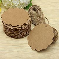 Ac2Shop 50pcs Brown Vintage Kraft Paper Tags Wedding Party Favour Gift Tags Cards With Twines, Pattern1
