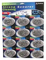 Strong Scourer Pads Stainless Steel Sponges Scrubbers, Multi Purpose Scrubbing Pads, Scourer Pads (Value Pack), 12 Pack
