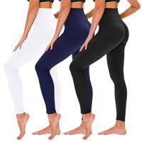 TNNZEET High Waisted Leggings for Women - Tummy Control Full Length Tights for Athletic Yoga - Regular & Plus Size (Black+Navy Blue+White, One Size(US 2-12))