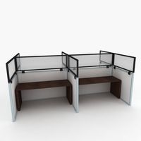 24" Polycarbonate Cubicle Mounted Privacy Panel with Small Brackets