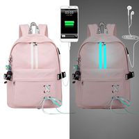 Yeahii Anti Theft Reflective Women Backpack USB Charge Earphone Hole School Bags Girls Travel Laptop Bagpack Bookbags