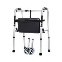 Zxwzzz Elderly Walker Elderly Walker with Soft Seat Can Easily Fold Four-Foot Walker Lower Limb Training Home Aluminum Walker