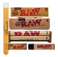 Bundle - 6 Items - RAW King Size Slim Papers, 110 Roller, Clipper, Tips, Metal Paper Case and RPD KewlTube