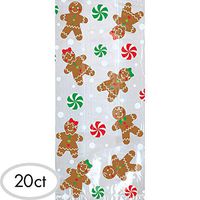 Amscan Gingerbread Large Christmas Cello Bags, 20 pieces