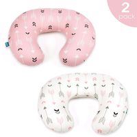 Stretchy Nursing Pillow Covers-2 Pack Nursing Pillow Slipcovers for Breastfeeding Moms,Ultra Soft Snug Fits On Infant Nursing Pillow,Pink & White Arrow