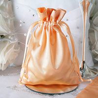Tableclothsfactory 60PCS Peach Satin Gift Bag Drawstring Pouch Wedding Favors Bridal Shower Jewelry Bags - 5"x7"