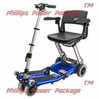 Free Rider USA - Luggie Elite - Compact Lightweight Foldable Scooter - 4-Wheel - Blue - Phillips Power Package TM - to $500 Value