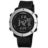 Fxbar, Men Sport Watch Round Dial Case LED Screen Digital Sports Watch Men Watch(Silver)