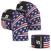 ProFitness Weightlifting Knee Wraps (Pair) – Adjustable Compression Sleeves for Cross Training, Squats, Powerlifting, Weightlifting – Improved Gym Workout Strength & Stability – Unisex (American Flag)